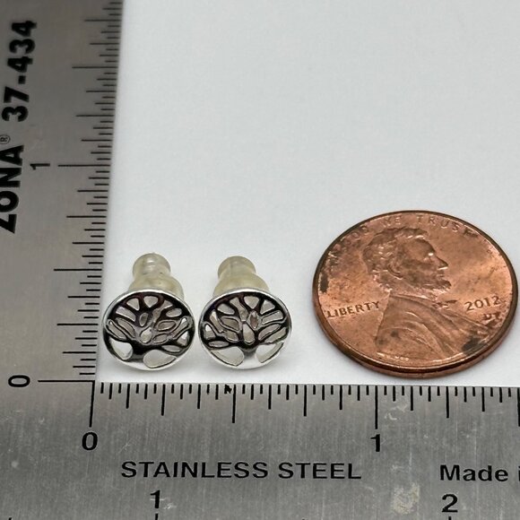Tree of Life Earrings 925 Sterling Silver Family Circle Studs Posts TH IBB - Picture 8 of 8